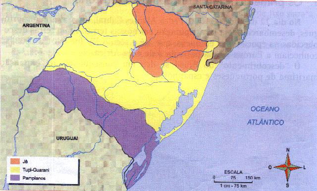 Mapa dos territórios Indígenas do RS.